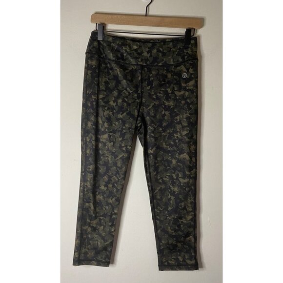 Vogo Cropped Active Leggings Black/Green Size S - Picture 1 of 6